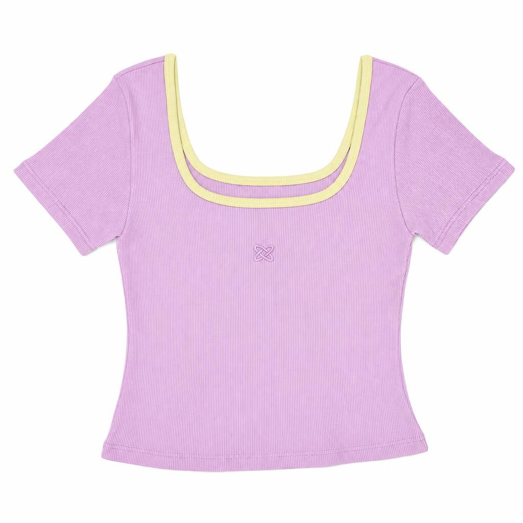Blusa Cuello Cuadrado con Contraste - Rosado + Amarillo