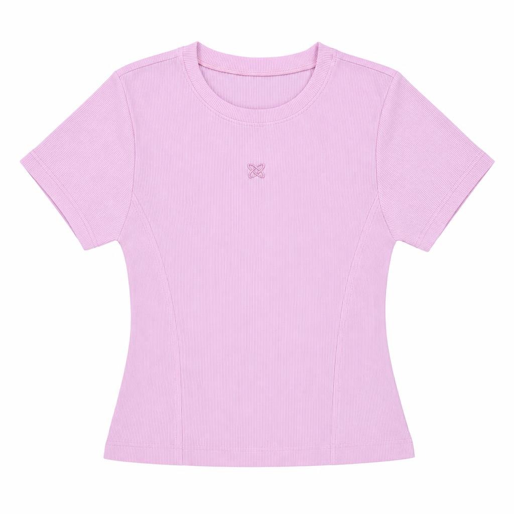 Blusa Cuello Redondo Manga Corta Aplique - Rosado