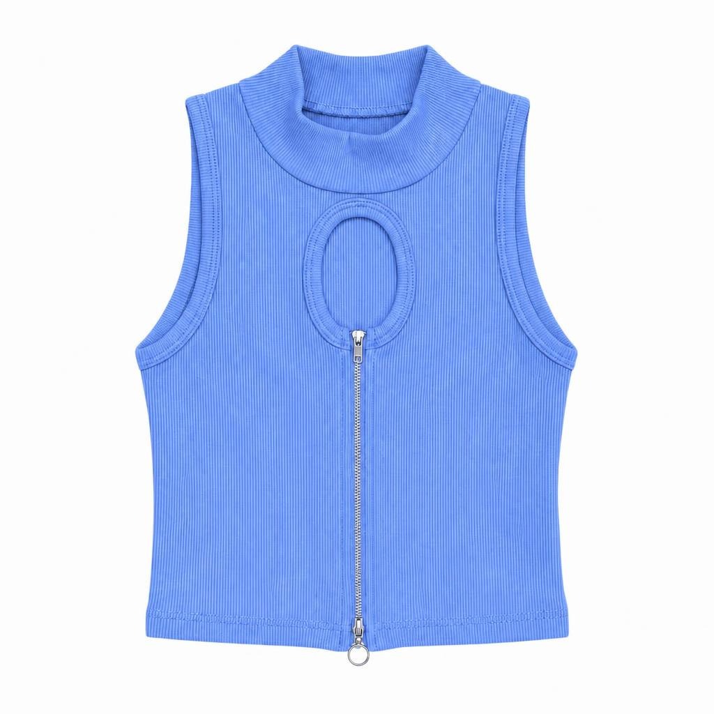 Blusa Hueco y Cierre Adelante - Azul bebé