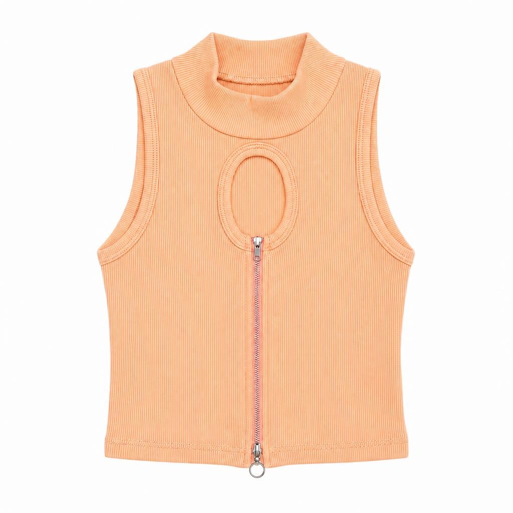 Blusa Hueco y Cierre Adelante - Naranja