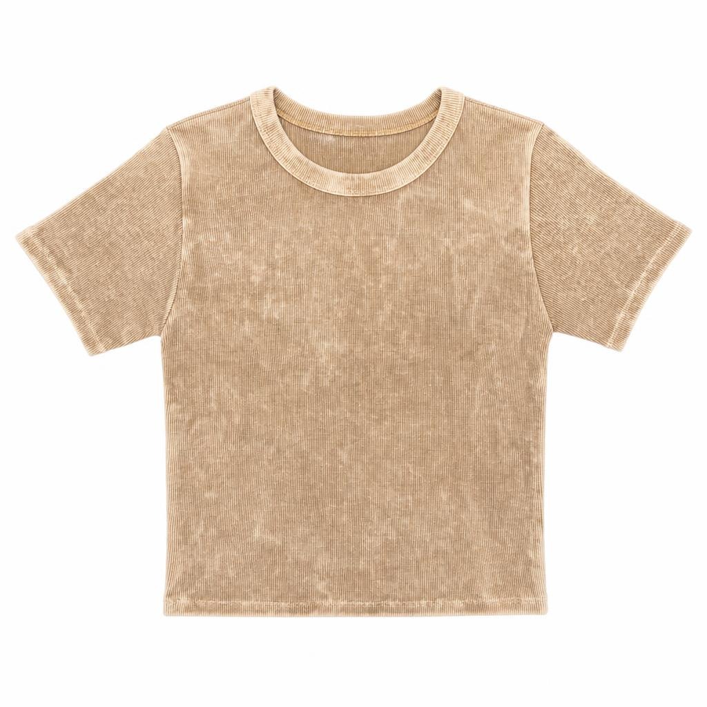 Blusa Manga Corta Tie Die - Camel