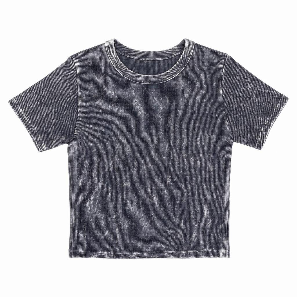 Blusa Manga Corta Tie Die - Negro