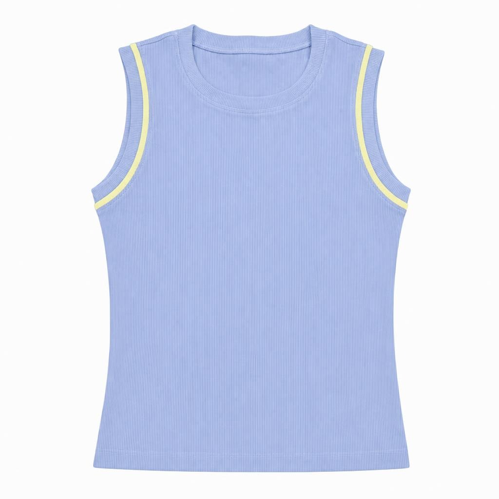 Blusa Siza Pitillo Aplique Miu - Azul bebé + Amarillo