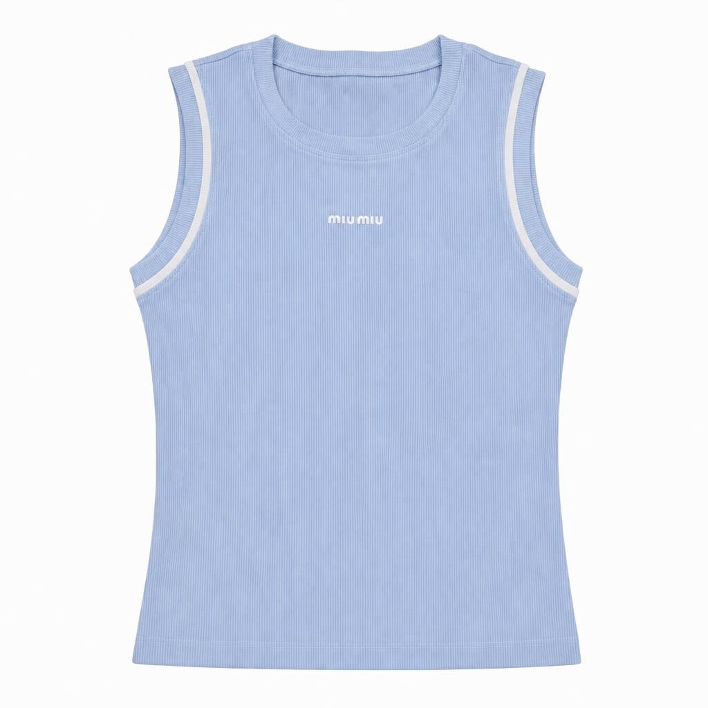Blusa Siza Pitillo Aplique Miu - Azul bebé + Marfil