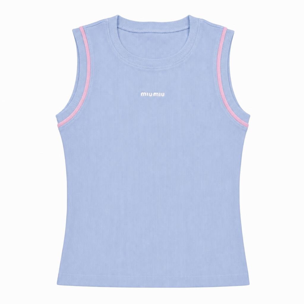 Blusa Siza Pitillo Aplique Miu - Azul bebé + Rosado