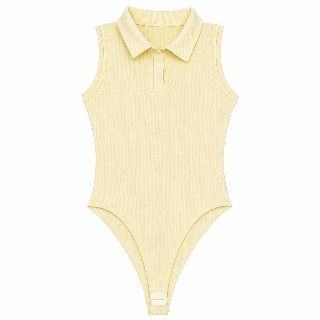 Body Contraste Siza Polo - Marfil + Amarillo