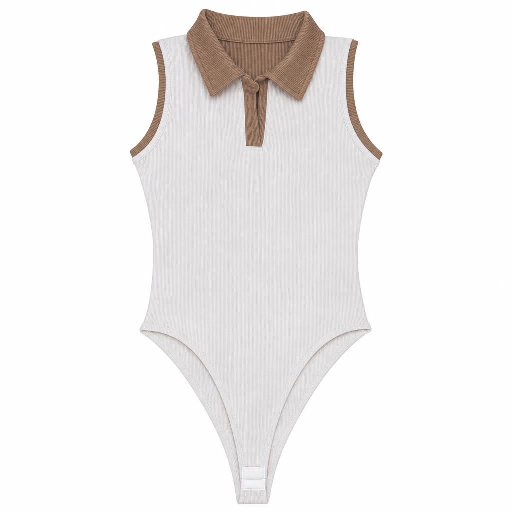 Body Contraste Siza Polo - Marfil + Café