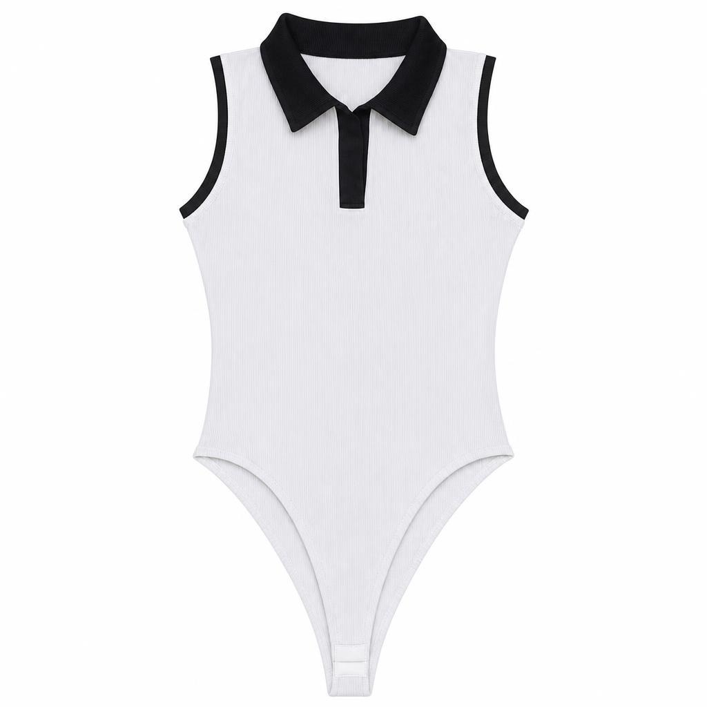 Body Contraste Siza Polo - Marfil + Negro