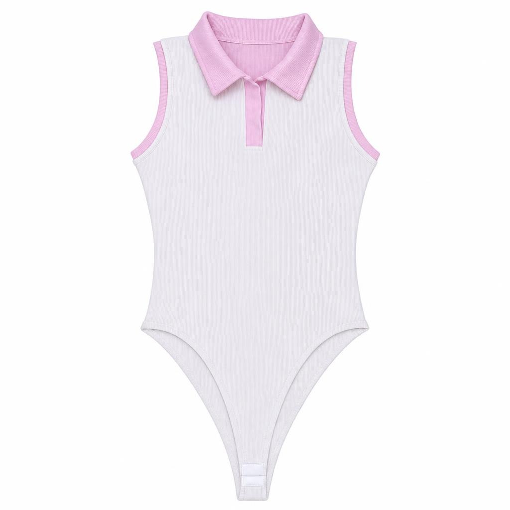Body Contraste Siza Polo - Marfil + Rosado