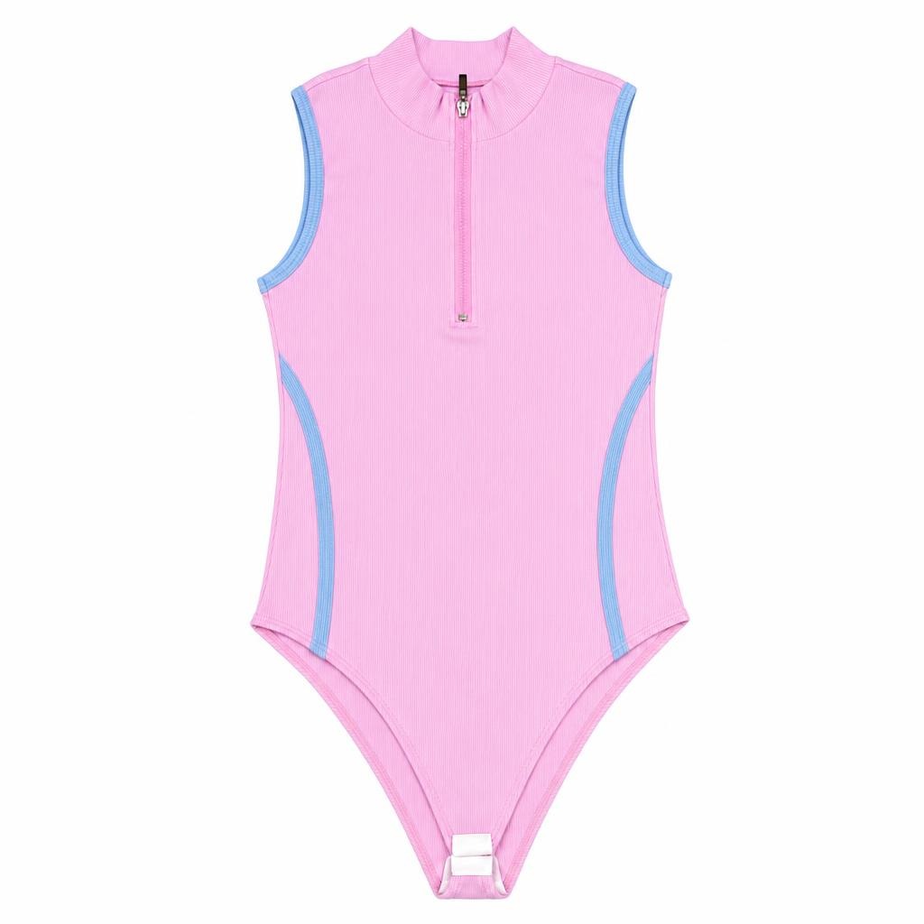 Body Cuello Alto Contraste con Cierre