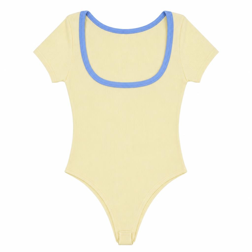 Body Escote Espalda Bicolor - Amarillo + Azul bebé