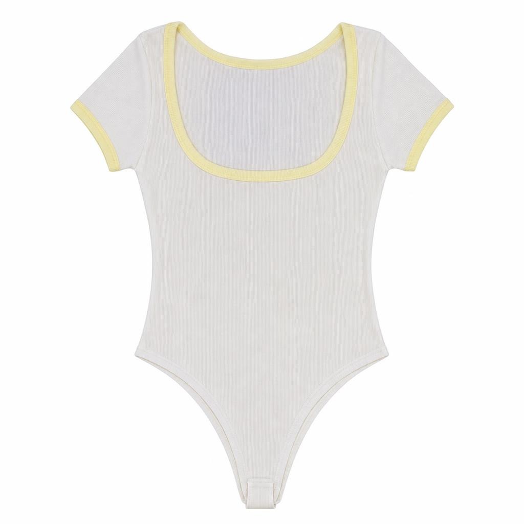 Body Escote Espalda Bicolor - Marfil + Amarillo