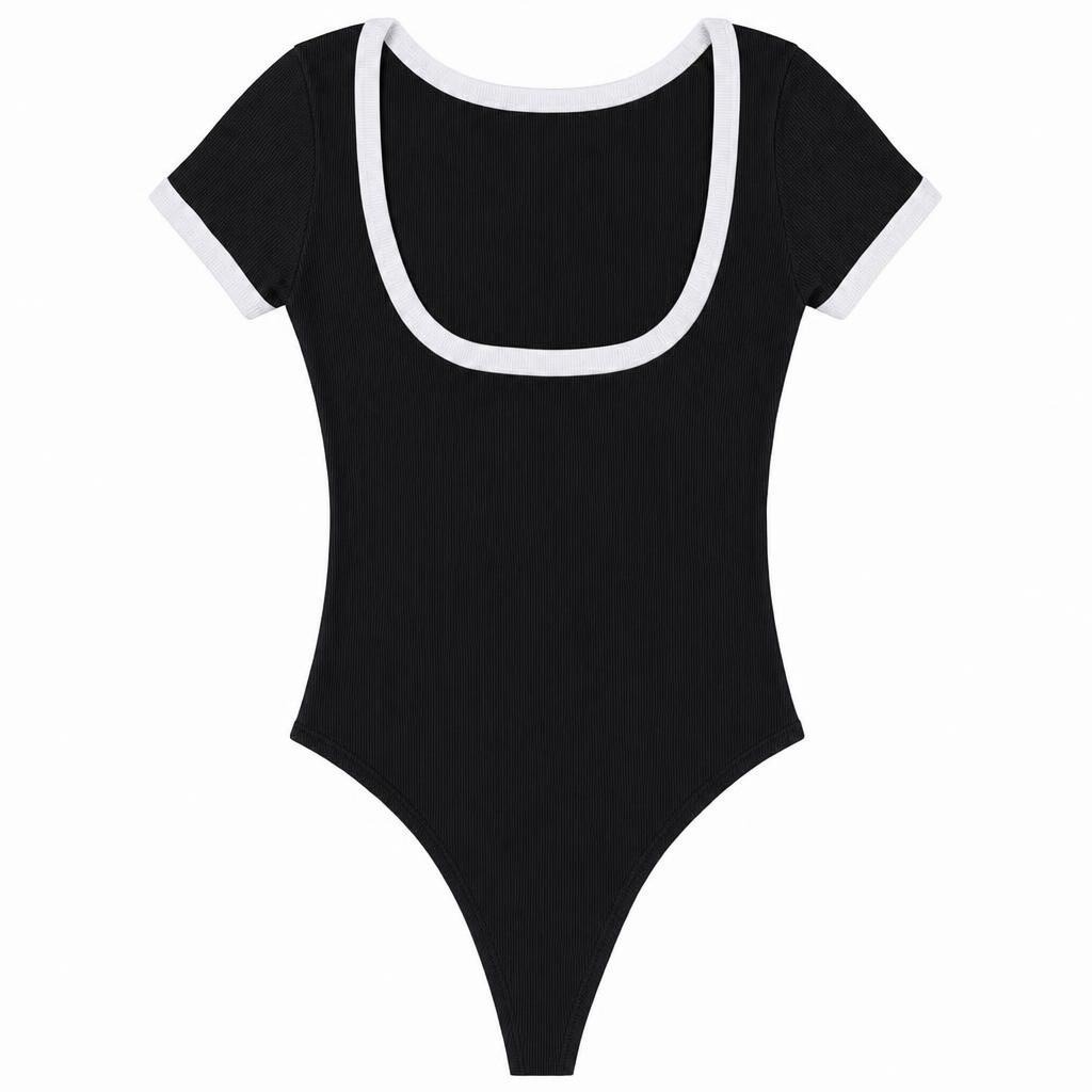 Body Escote Espalda Bicolor - Negro + Marfil