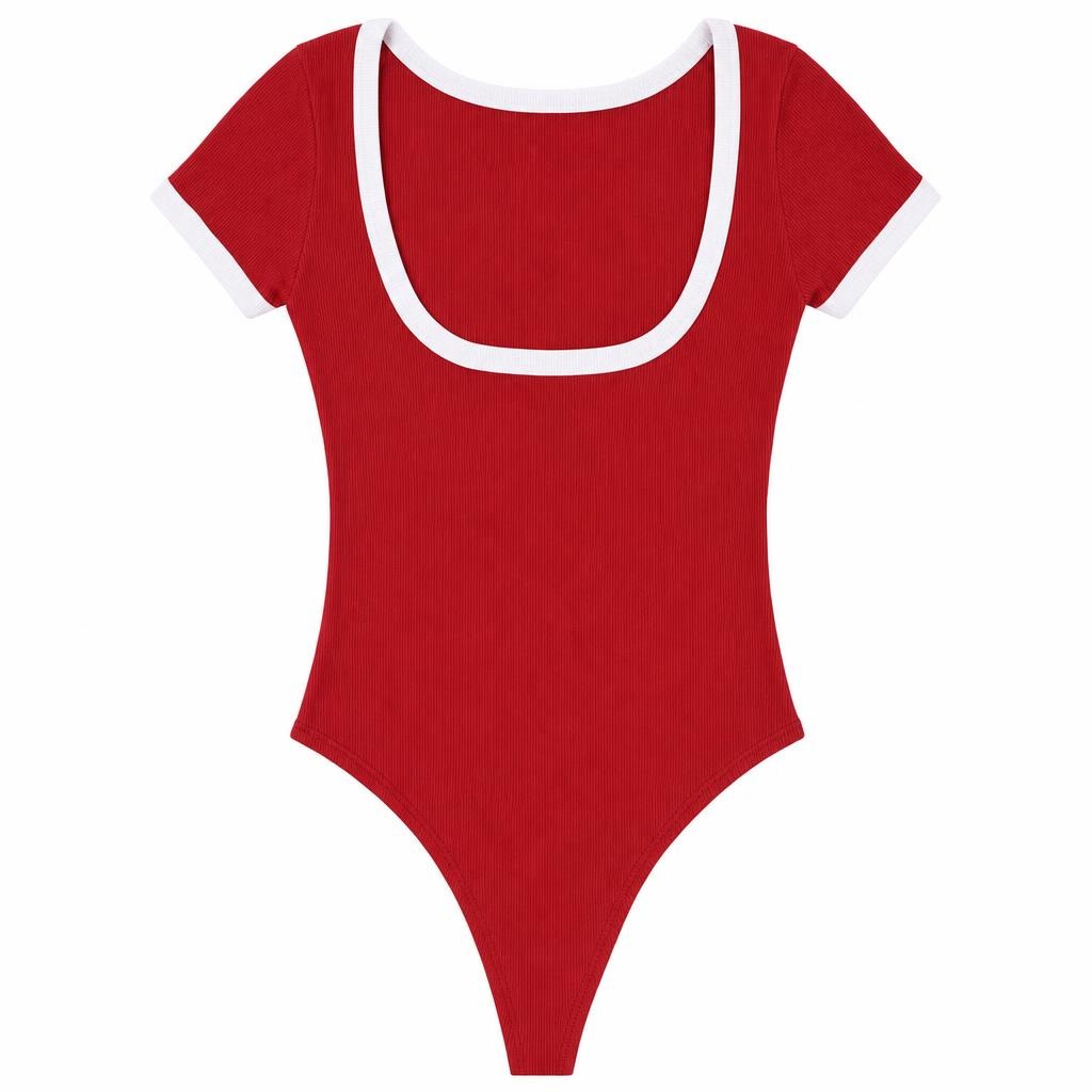 Body Escote Espalda Bicolor - Rojo + Marfil