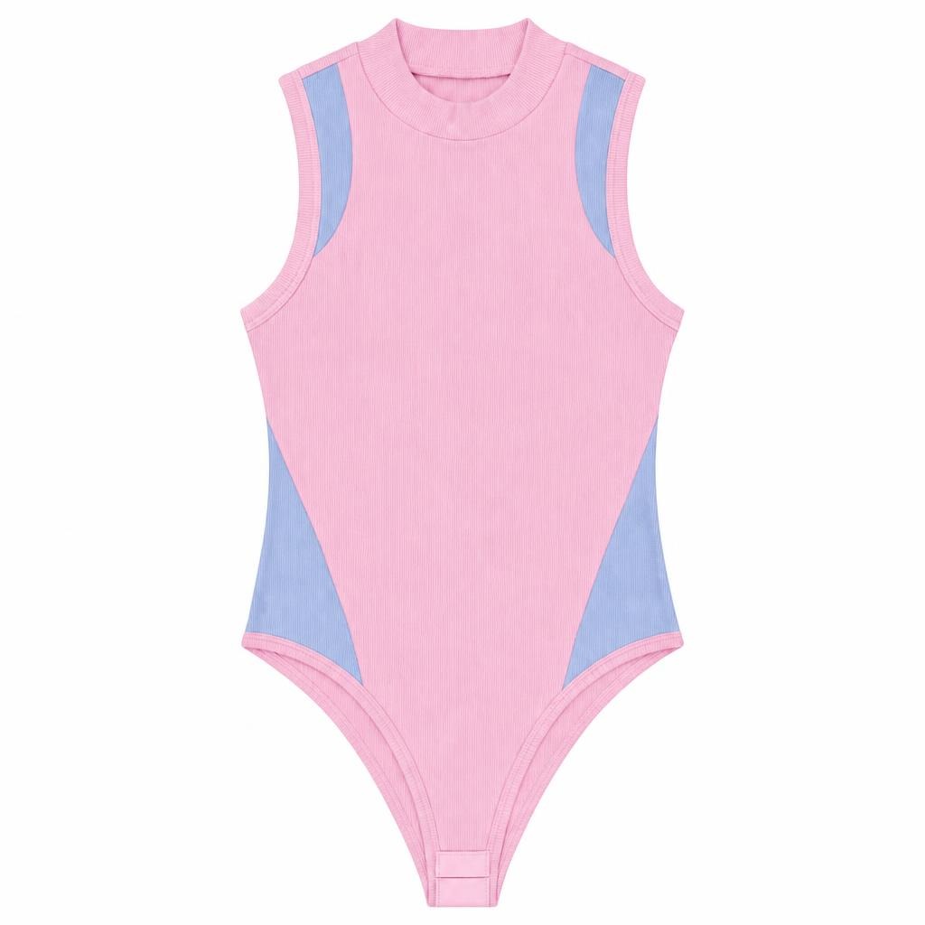 Body Galáctico Cuello Alto - Rosado + Azul bebé