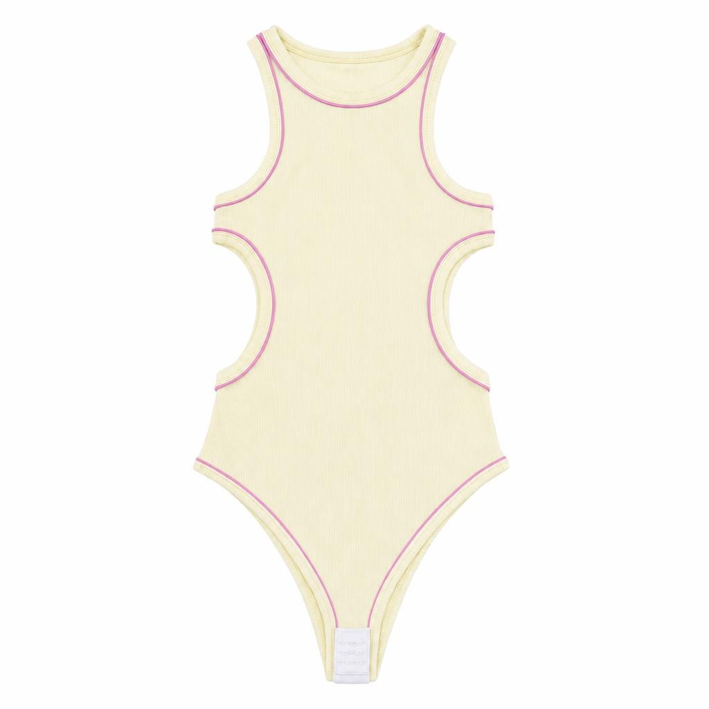 Body Hueco Pitillo - Amarillo + Rosado