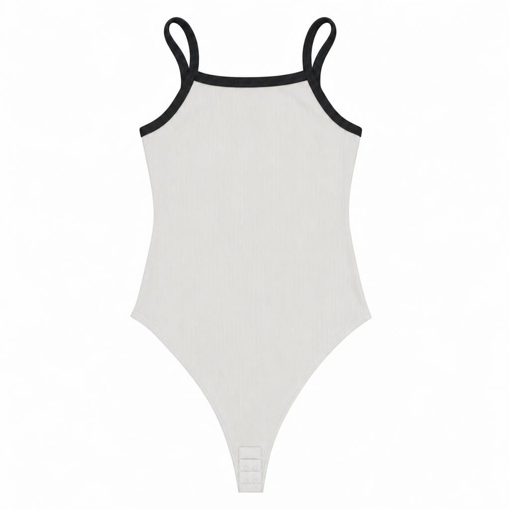 Body Tira Combinado - Marfil + Negro