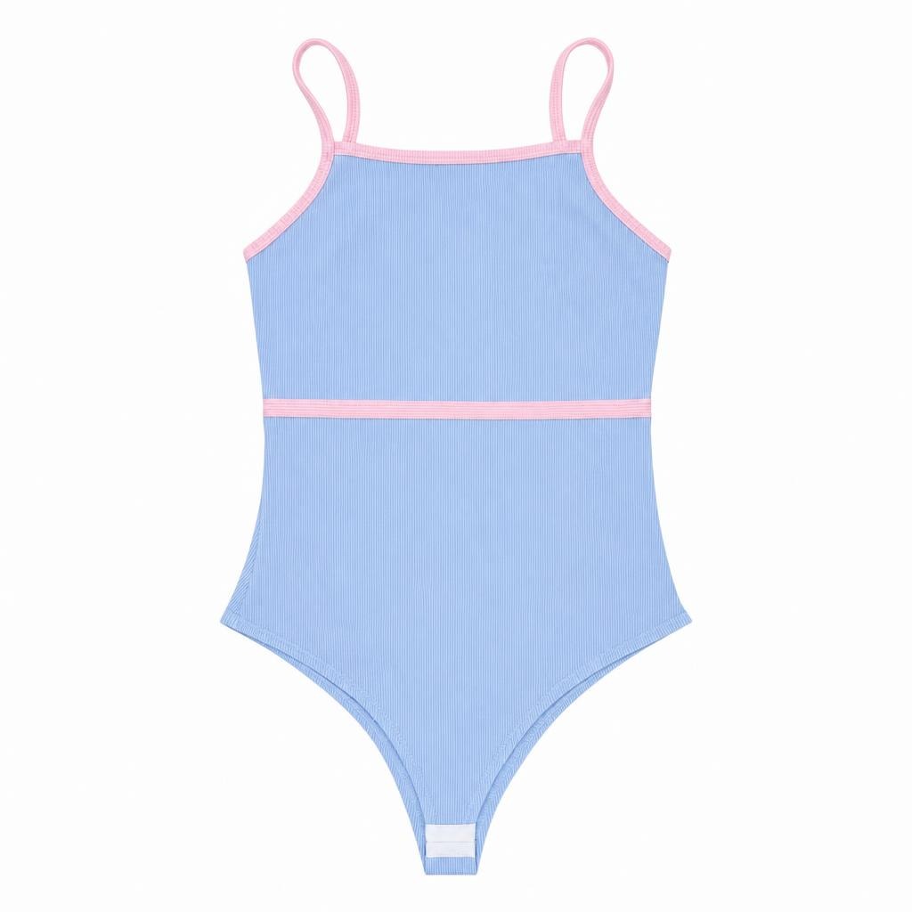 Body Tira Sesgo Busto - Azul bebé + Rosado