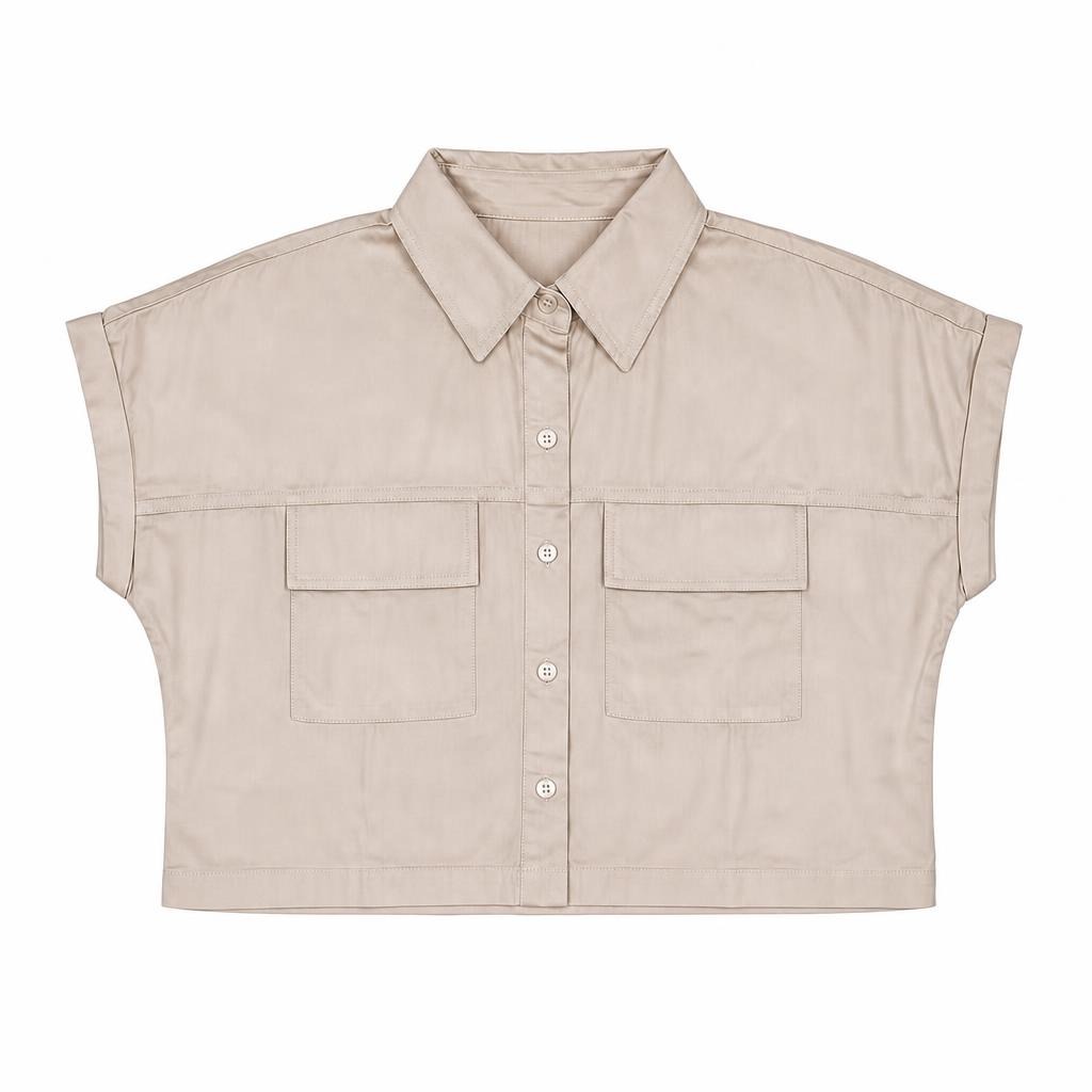 Camisera Dos Bolsillos Corta - Camel